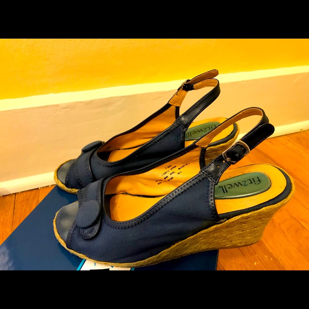 Navy open sling backs